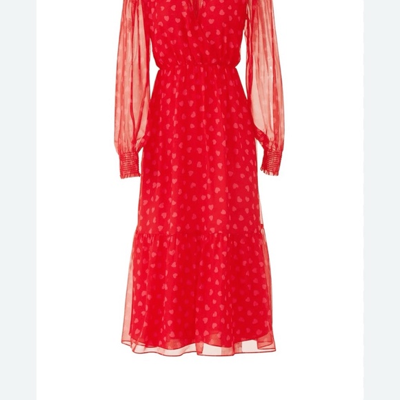 Kate Spade New York Red Dress Heart Print Size 0 Valentines Love Romantic Whimsy - Picture 2 of 16
